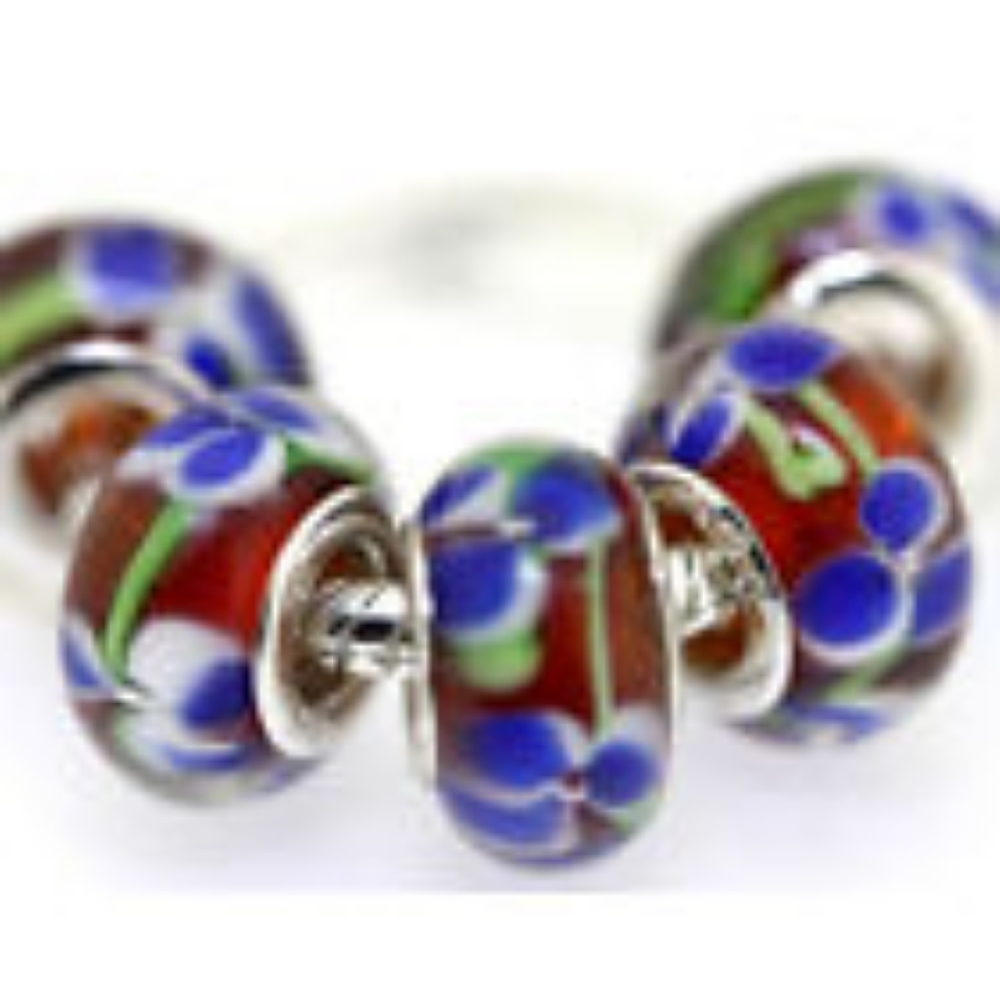 Hallmarked Murano Silver Core European Bead